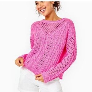 Lilly Pulitzer Maxcy Sweater Plumeria Pink XS
